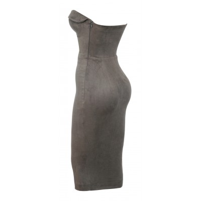 Robe sans bretelles en daim gris 'Anarosa'